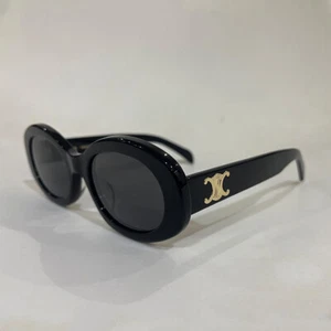 Celine Triomphe CL40194U Shiny Black Oval Frame Sunglasses - Picture 1 of 4