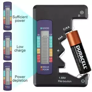 Digital LCD Battery Tester Universal Volt Checker AAA AA C D 9V & Button Cell - Picture 1 of 11