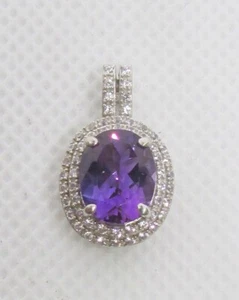 COLGANTE OVALADO PLATA ESTERLINA 925 AMATISTA Y CIRCONITAS CÚBICAS 20X12MM ~ 2,1G - Imagen 1 de 3