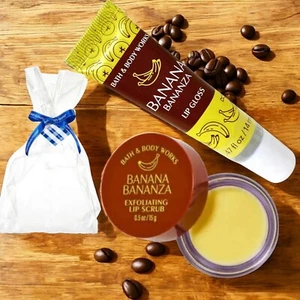 Bath & Body Works Lot of (2) BANANA BANANZA Lip Gloss & SCRUB - Free GIFT BAG  - Picture 1 of 1