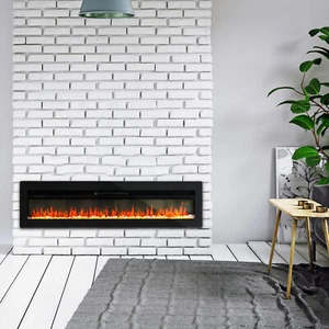 40-70'' Electric Wall Mounted Inset Fire 9 Flames LED Fireplace w/ Standing Legs - Picture 1 of 28