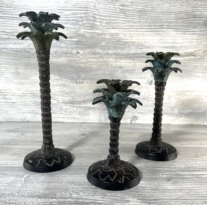 3 abgestufte tropische schwere Metall Palme Kerzenständer Halter Strand Dekor Set - Bild 1 von 12