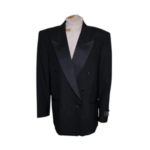 Lucasini giacca vintage blazer lana 43/37 nero smoking nuovo con etichetta - Foto 1 di 7