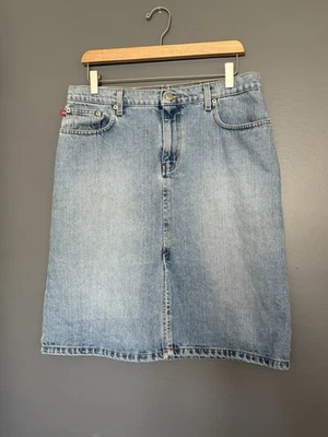Vintage Ralph Lauren Polo Jeans Denim Knee Skirt Size 8 Front Slit - Image 1 of 4