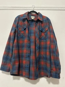 NEW LL BEAN 'Overland Performance' Mens Flannel Shirt Large Plaid Wool Blend L - Picture 1 of 5