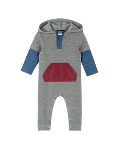 Andy & Evan Hooded Romper Grey 9/12M - Picture 1 of 3