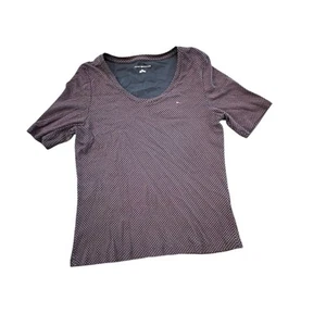 Tommy Hilfiger Shirt Women's Medium Black Red Polka Dot Short Sleeve Cotton - Picture 1 of 13