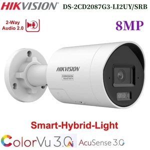 Hikvision DS-2CD2087G3-LI2UY/SRB 4K 8MP ColorVu 3.0 PoE IP Camera 2-Way Audio - Picture 1 of 5