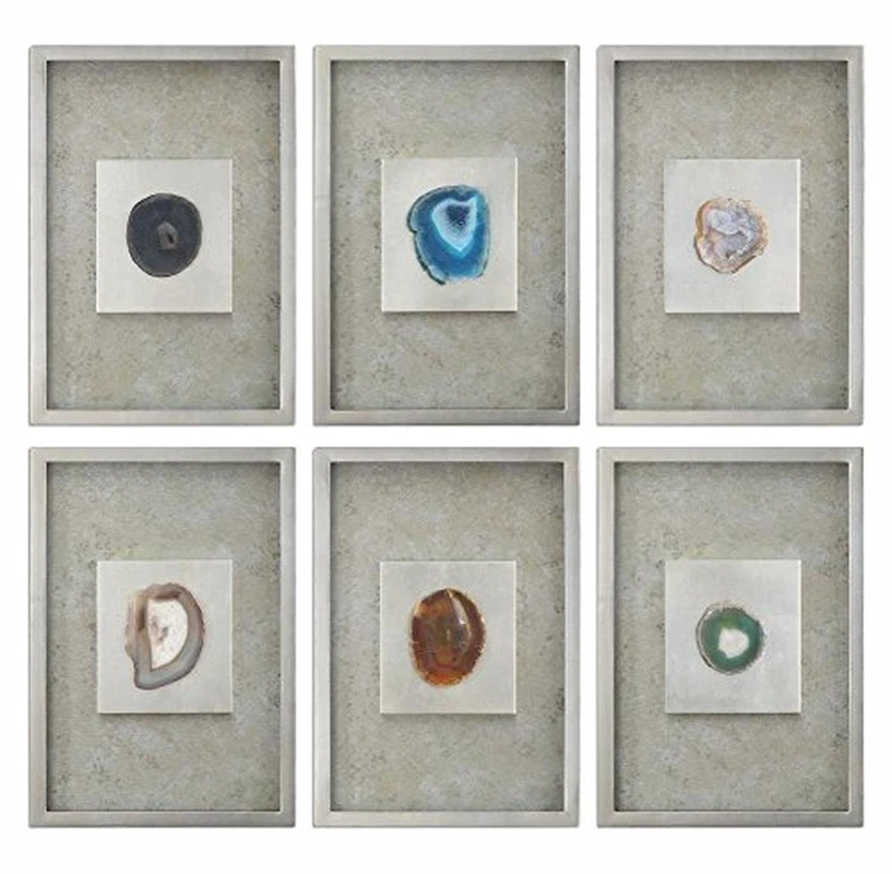 Arte de pared de piedra de ágata de plata S/6 Foto 1 de 1