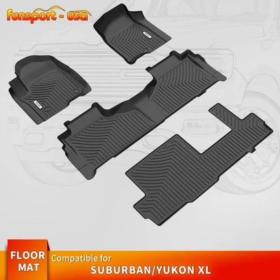 Floor Mats 3 Row Liner Set or 2021-2025 Chevrolet Suburban/GMC Yukon XL 8-Seat - Изображение 1 из 4