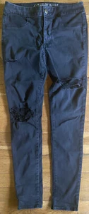 American Eagle Super Stretch sz 6 Black Distressed Extreme Leggings Sateen - Picture 1 of 1