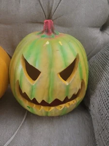 Vintage 1995 TRENDMASTERS 10" Light Up Foam Halloween Pumpkin Green Scary - Picture 1 of 3