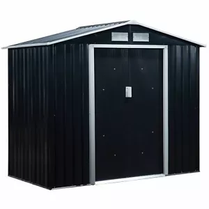 7x4 Metal Outdoor Storage Shed Garden Tool Organizer for Backyard Patio Lockable - Picture 1 of 11