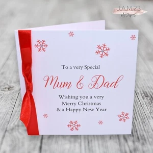 Personalised Christmas Card Mum & Dad Parents Grandparents Grandma Grandad - Picture 1 of 9