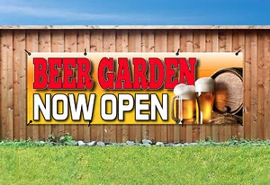 BIRRA GIARDINO ORA APERTO PVC stampato BANNER ESTERNO IMPERMEABILE INSEGNA PVC occhielli - Foto 1 di 2