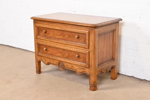 Heritage French Provincial Louis XV Carved Walnut Commode or Nightstand, Circa 1 Cover
