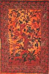 40x30" Orange Tie Dye TREE OF LIFE Wall Hanging Indian Cotton Tapestry Home Deco - Picture 1 of 3