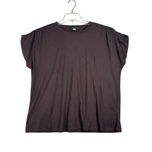 Paige Shirt Brown Lunar Tee Ruched Sleeve Casual Top Neutral Womens Size Medium - Picture 1 of 13