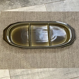 VTG Pfaltzgraf Heritage MCM Modern 3 Divided Condiment Trinket Green Plate - Picture 1 of 5