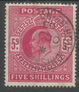 GB KEVII 1902 5/- bright carmine very fine used Chiswick CDS Cancel 3rd Oct 1903 - Picture 1 of 1