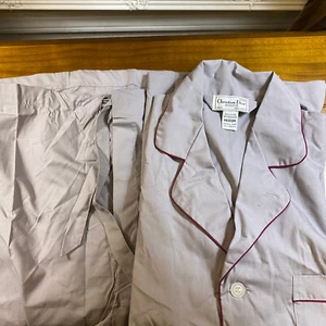 Pigiama a maniche lunghe nuovo senza etichette Christian Dior Monsieur grigio con finiture bordeaux set medio - Foto 1 di 5