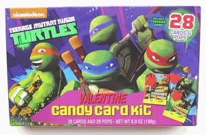 Carte di San Valentino 2016 Teenage Mutant Ninja Turtles con scatola lecca-lecca da 28 NUOVE - Foto 1 di 2