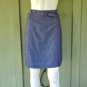 NWT BANANA REPUBLIC Blue Linen blend Denim Pencil Skirt w/Belt 6 - Picture 1 of 4