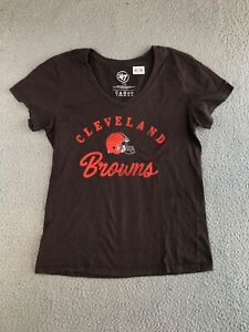 Cleveland Browns Shirt Women's Small Brown Short Sleeve V-Neck '47 Pullover Tee