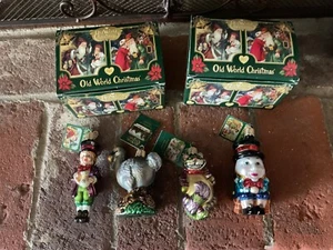 4 Adornos de Navidad Nuevo con Etiquetas Viejo Mundo Navidad Vidrio Alicia en el País de las Maravillas Humpty Dumpty Mad - Imagen 1 de 8