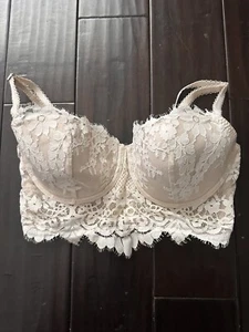 Victoria's Secret Dream Angels Lined Demi Bra Womens Size 34DD Ivory Floral Lace - Picture 1 of 6