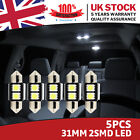 5Pcs LED Car Bulb C5W COB White Festoon Number Plate 31mm Interior Boot Lamp UK