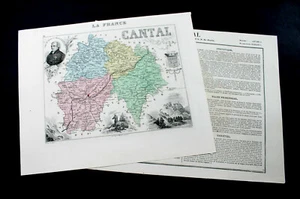 CANTAL - CARTE DEPARTEMENTALE FRANCE + RECIT HISTORIQUE - XIXe Ed. MIGEON 25x31 - Imagen 1 de 1