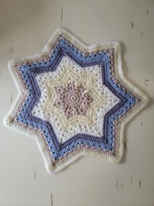 Gehäkelte Baby Stern Decke Lila Neutral Komfort Afghan Überwurf Oma Nachlass - Bild 1 von 5