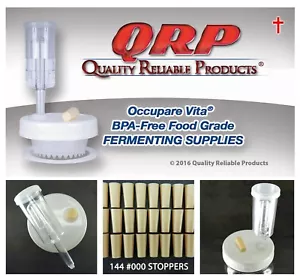144 QRP STOPPERS 000 3/8" Beige Food Grade Silicone Rubber Fermentation Airlock - Bild 1 von 1