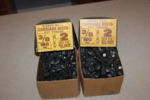 2 cajas de 100 pernos y tuercas de carro acanalados Lamson de 3/8" x 2" de colección EE. UU. - Imagen 1 de 11