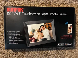 Sunpak 10.1" 32G Wi-Fi Touchscreen Digital Photo Frame Black w/Built-In Speakers - Picture 1 of 3