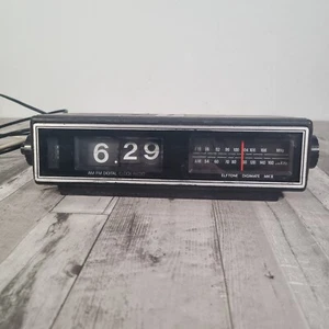 ELFTONE DIGIMATE MK II Retro Vintage 80's Flip Clock Radio Black and Wood Effect - Picture 1 of 10