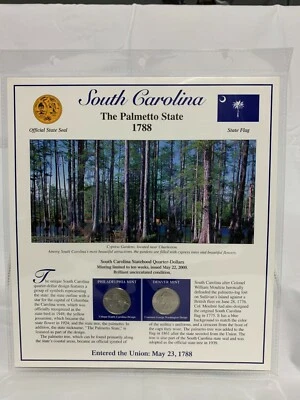 2000 S Carolina BU P&D Postal Commemorative Society Statehood Quarters & Stamps - Image 1 of 2