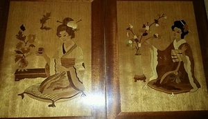 Geisha Wood Art Plaques (2 )Nice - Picture 1 of 4