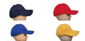 Kids Plain Baseball Cap Adjustable 54cm-56cm Girls Boys School Childrens Hat - Picture 1 of 9