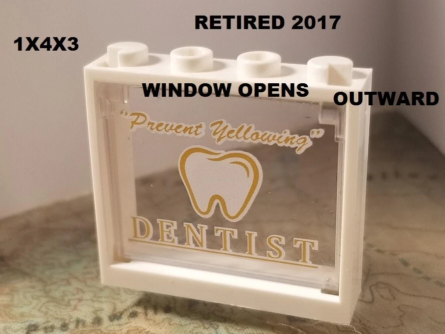 LEGO Dentist Window Printed 1X4X3 Office Building Gear Real Job Decor Opens Up - Image 1 of 1