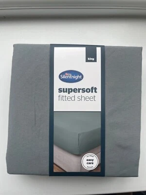 Silentnight Easy Care Fitted Sheet, Silver Grey, King Size, 25cm Deep