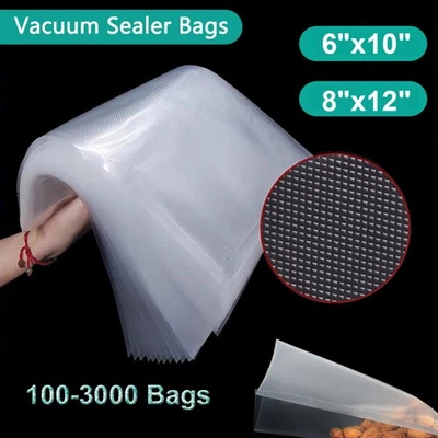 Bolsas de sellado al vacío de 8"x12" 6"x10" bolsas de almacenamiento de sellado de ahorro de alimentos precortadas sin BPA Foto 1 de 4