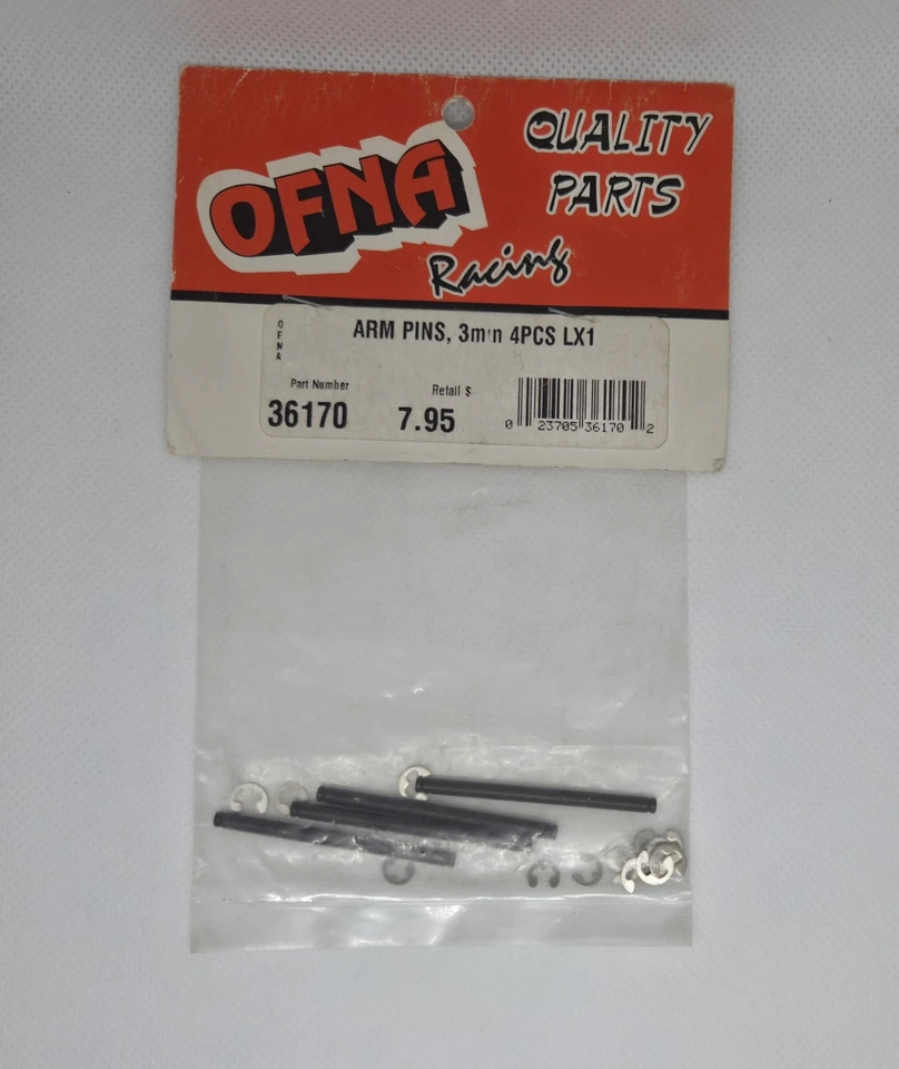 OFNA Racing ~ 36170 ~ Arm Pins, 3mm w/ E-clips 3mm ~ LX1 Vintage NOS - Image 1 of 1