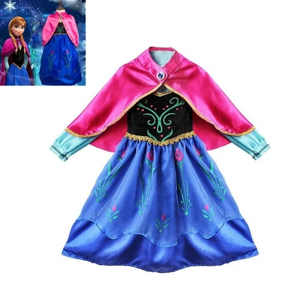 Kids Girls Frozen Anna Fancy Dress Costume Party Dress Up Clothing Birthday Gift - Image 1 of 4