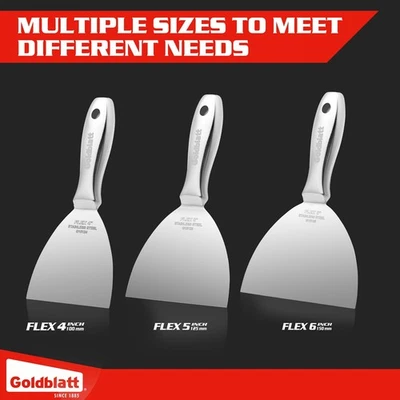 Goldblatt 3PC Putty Knife Set 4" 5" 6" Stainless Steel Paint Scraper Joint Knife - Image 1 of 4