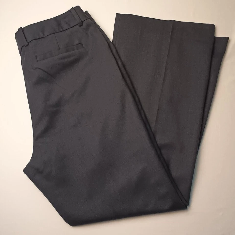 Pantalones Pantalón Anne Klein Elastizados Mezcla Lana Talla 12 Tiro Alto Pierna Ancha Carbón Foto 1 de 4