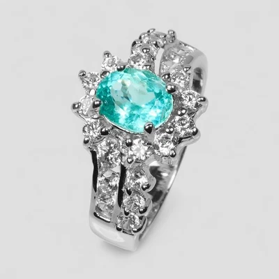 ANILLOS PLATA ESTERLINA 925 ORO BLANCO DELICIOSA TURMALINA PARAIBA AZUL 0,87CT Foto 1 de 4
