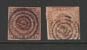 Denmark Scott# 2 + 2b Used - Picture 1 of 2