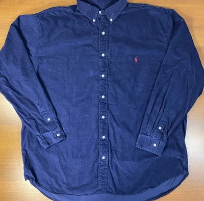 Polo Ralph Lauren Corduroy Shirt Mens 2XLT Tall Blue Classic Fit Button Up Pony - Image 1 of 4